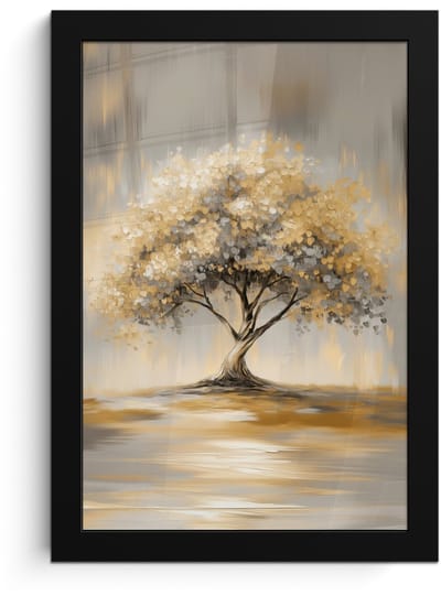 Poster in lijst - Fotolijst 20x30 cm - Posters - Schilderij - Boom - Abstract - Bladeren - Posterlijst zwart - Decoratie - Wanddecoratie woonkamer - Muurdecoratie slaapkamer
