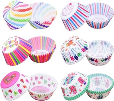 Allecto Plus - Cupcake vormpjes tulpen papier kleurrijk voor bruiloft feest 300 stuks