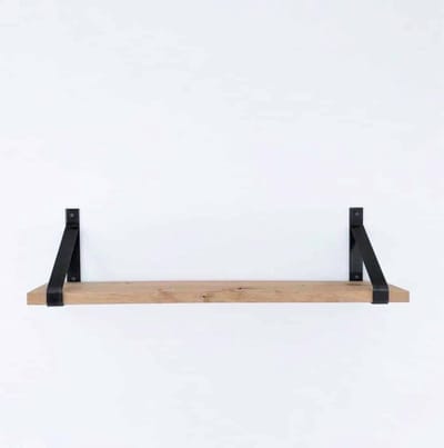 GoudmetHout® Wandplank Industrieel - 50 x 20 cm Muurplank - Eiken Hout - Decoratie Wandrek & Boekenrek - Hangplank Keuken - Wall Shelf + 2 Mat Blanke Plankdragers van Staal