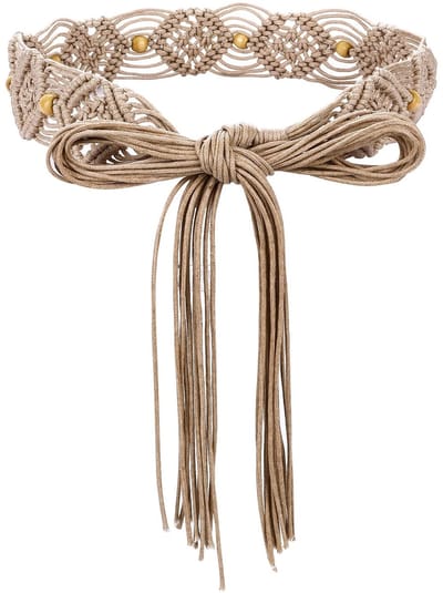 Dailygoods- Riemen Boheemse Stijl - Geweven Riem - Houten Kralen - Franjes - Verstelbaar - Lengte 170 cm - Boho Riem