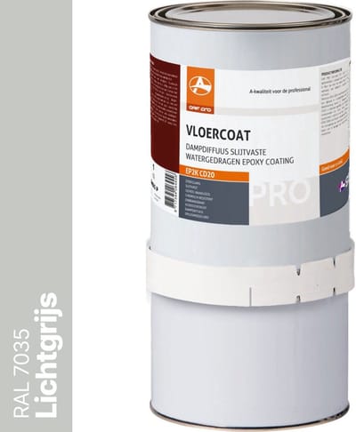 OAF PRO 2K Epoxy Vloercoating CD20 Lichtgrijs (RAL 7035) 1 kg - Vloerverf - Slijtvast, naadloos en vloeistofdicht - Eenvoudig Schoon te maken