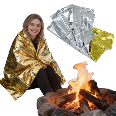 Mylar-dekens, thermische overlevingsdeken voor outdoor, kamperen, wandelen, koud weer, ruimtewarmtefolie, noodonderdak, tuinkashoes, individueel verpakt
