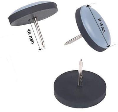 Ronde meubelglijders met spijkers Ø 30 mm - 16 stuks - 5 mm dik, PTFE coating