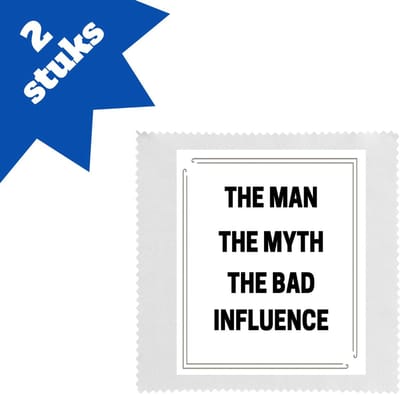 Akyol - the man, the myth, the bad influence brillendoekjes - Vader - papa - collega - grappige tekst - 17,8 bij 17,8 cm - 2 stuks