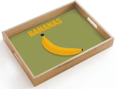 Dienblad hout 40x30 cm - Schootdienblad - Banaan - Minimalistisch - Geel - Borrelplank rechthoek - Plateau dienbladen