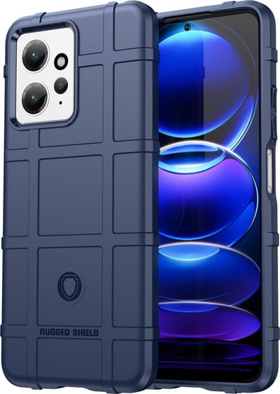 MobyDefend Hoesje - Geschikt voor Xiaomi Redmi Note 12 4G - Rugged Shield TPU Backcover - Blauw