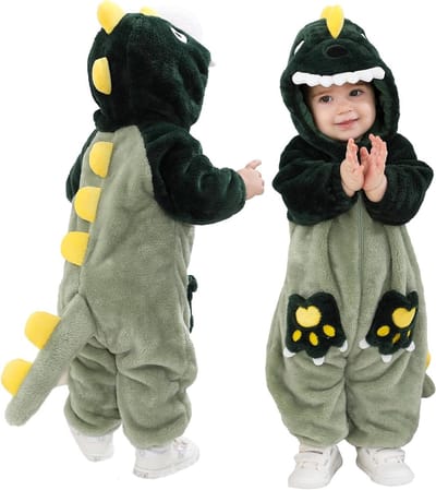 Baby Kostuum - Dinosaurus Onesie - Feestdagen Verkleed - Zachte Pluche Stof - Niet gespecificeerd - Groen