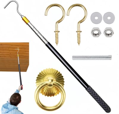 Zolderladder Trekhaak - Loft Ladderstok - Toegang Zolderruimte - Uitschuifbaar Handvat - 56-164 cm - Zwart Goud