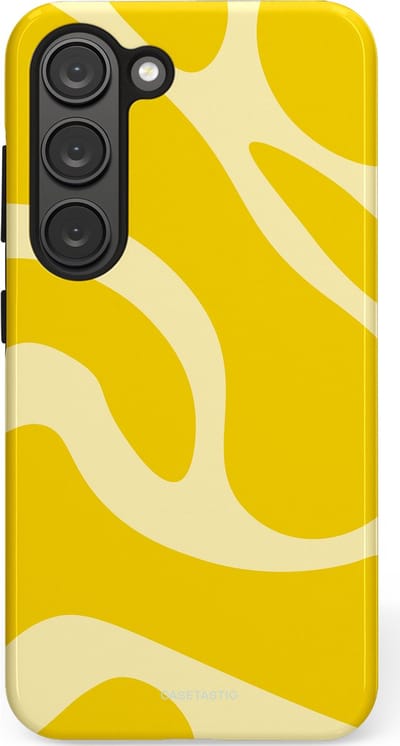 Casetastic Hoesje Geschikt voor Samsung S23 - Stijlvolle Beschermende Duo-layer Case - Citroen Gele Zonnestraal
