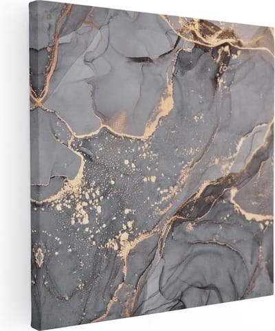 Artaza Canvas Schilderij Marmer Goud - 30x30 cm - Klein - Muurdecoratie Abstract - Wanddecoratie Woonkamer - Kamer Accessoires