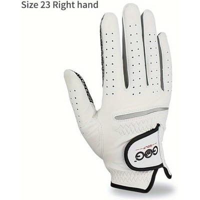 Un Gant de Golf GOG Authentique Gauche/Droit, Importation Indonésienne Peau de Mouton Gants Antidérapants pour le Sport Masculin Size 23 Right Hand blanc