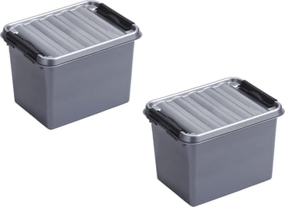 8x stuks sunware q-line opberg box/opbergdoos - 3 liter - 20 x 15 x 14 cm - kunststof - opslagbox - grijs