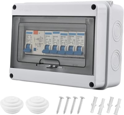 Zekeringkast 5-weg - Elektrische verdeelkast - Veilige stroomtoevoer - IP65 waterdicht - 19 x 9.5 x 2.5 cm - Grijs