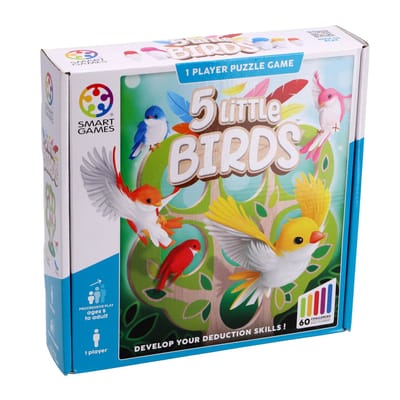SmartGames 5 Little Birds - Houten Logisch Denkspel - 60 Educatieve Breinbrekers - Solospel voor Kleuters & Lagere School - Vanaf 5 Jaar