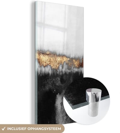 MuchoWow® Glasschilderij 60x120 cm - Schilderij acrylglas - Gold - Chic - Abstract - Foto op glas - Schilderijen