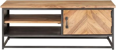 Salontafel Hout - Woonkamer Tafel - Opbergen Woonkamer - Massief Acacia Met Vakken - 90 x 50 cm - Natuurlijk