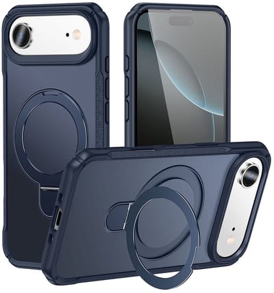 Mobiq - Magnetisch Ringstand Magsafe Hoesje geschikt voor iPhone 17 Air - blauw