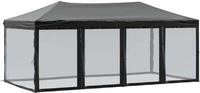 Opvouwbare Partytent - Feesttent Afdak - Buitenfeesten Organiseren - Inclusief Zijwanden - 3x6 Meter - Zwart