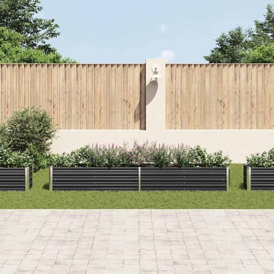 vidaXL - Plantenbak - verhoogd - 320x40x45 - cm - gegalvaniseerd - staal - antraciet