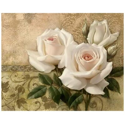 Forage complet point de croix décoration de la maison diamant Rose fleur plante photo broderie peinture 20X30CM beige