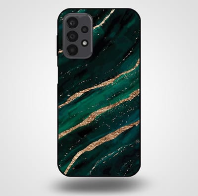 Smartphonica Telefoonhoesje voor Samsung Galaxy A23 5G met marmer opdruk - TPU backcover case marble design - Groen Goud geschikt voor Samsung Galaxy A23 5G