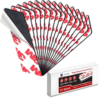 Dailygoods- Magneetplaatjes 15 stuks - Zelfklevend - Magneetstrip - Kunstprojecten - Doe-het-zelf - 10 cm x 15 mm x 2 mm - Sterke 3M-kleefstof - Magneetband