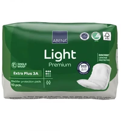 ABENA Light Premium Extra Plus - 10x Incontinentie Verband Dames en Heren - Inlegverband voor Licht tot Matig Urineverlies - 11x33cm / 650ml