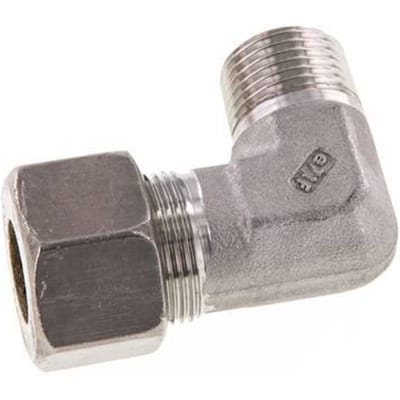 R 1/2'' Buitendraad x 16S RVS L-Knelfitting 90 graden 400 Bar DIN 2353 - FL2E-MO-ST-012R-16-S