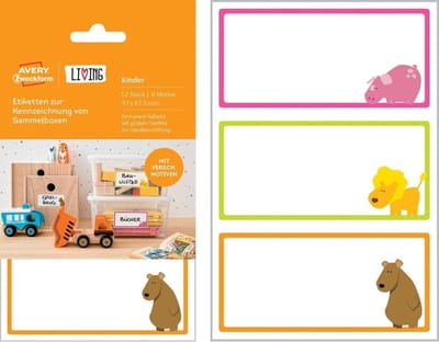 LIVING Kinder 12x verzamelbox etiketten 97x47.5mm