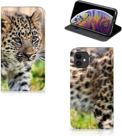 Standcase Hoesje voor Apple iPhone 11 Hoesje maken Baby Luipaard