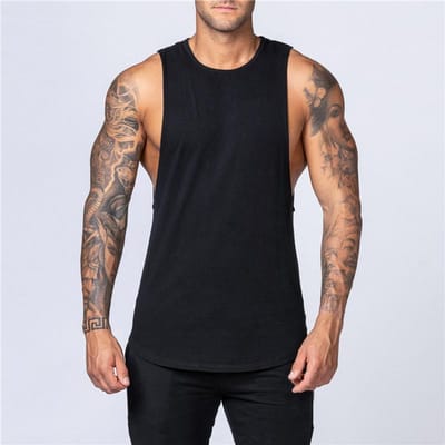 Débardeurs Basiques d'Été pour Homme Coton Uni Débardeur Lâche Homme Débardeur Homme Uni Bodybuilding Fitness Actif Gilet Sans Manches XL noir