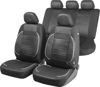Walser Auto stoelbeschermer Rover met Zipper ZIPP-IT Premium Autostoelhoes - set - 2 stoelbeschermer voor voorstoel - 1 stoelbeschermer voor achterbank zwart