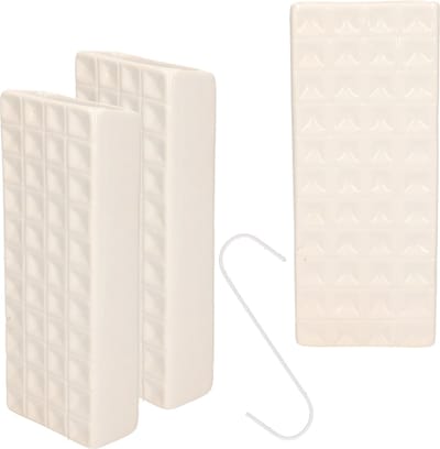 Gerimport Luchtbevochtiger - 3x stuks - waterverdamper - radiator - wit - aardewerk - L8 x H20 cm
