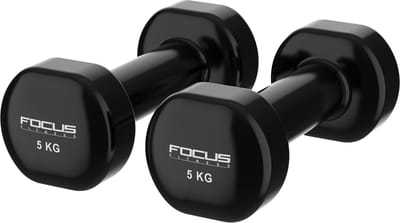 Focus Fitness - Vinyl Dumbbell - 2 x 5 kg - Zwart