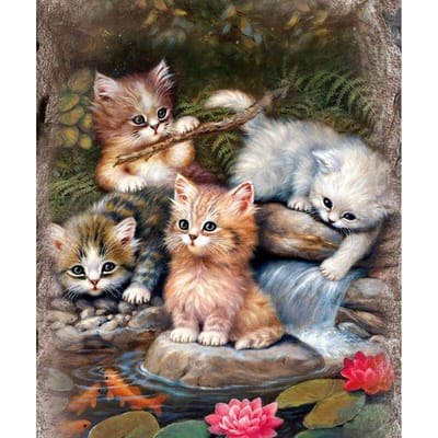 Peinture diamant chat, perceuse ronde complète, mosaïque animale, point de croix, broderie diamant 20X30CM black