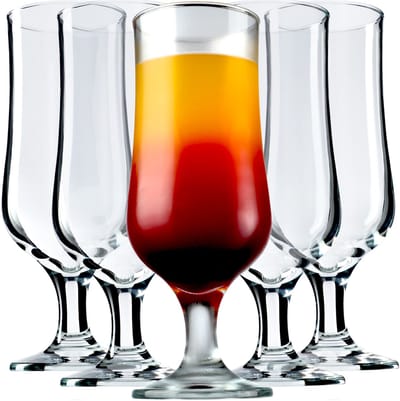 KADAX Longdrinkglazen, 370 ml cocktailglazen in kelkvorm, vaatwasserbestendige waterglazen van doorzichtig glas, drinkglazen voor ijskoffie, milkshake (6 x 370 ml)