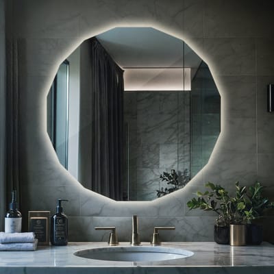 Coloray LED Spiegel Symmetrische Vorm - LED Spiegel Geometrische Vorm - 80 cm x 80 cm - LED Spiegel Badkamer Vorm - Exclusieve Vorm Spiegel LED - Neutraal Licht - Wielhoekige Symmetrische Spiegel LED - Trendy Spiegel Vorm LED