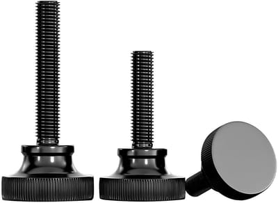 Set van 12 Verstelbare M3 x 4 mm Zwarte Schroeven met Hoge Knurl voor Meubel- en Mechanische Toepassingen