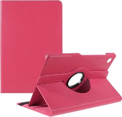 LuxeBass book case voor Samsung Galaxy Tab A8 | kunstleer donkerroze | volledige bescherming | valbestendig tot 1m | tablet hoesje