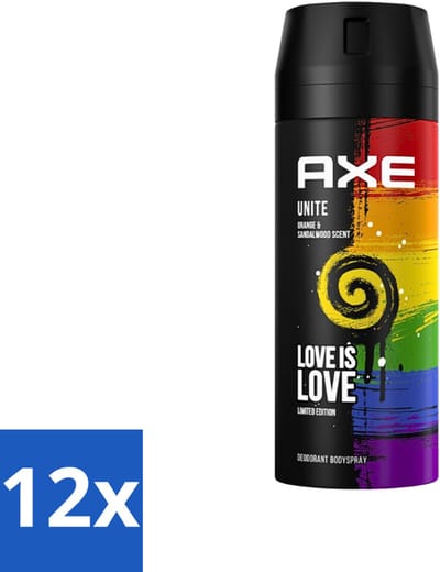 12 x AXE - Deodorant Spray - Unite - Verzorgend - Kruidige Geur - 150 ml - AXE Deodorant - Mannelijke Geur - Kruidige Geur - Deodorant Spray - 48 Uur Bescherming