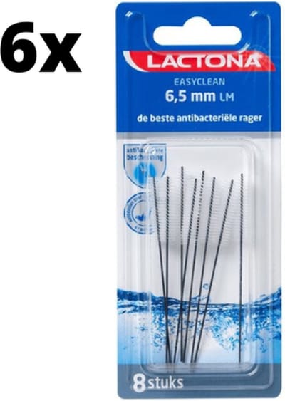 Lactona Ragers EasyClean L/M 6.5mm Zwart - 6 x 8 stuks - Voordeelverpakking