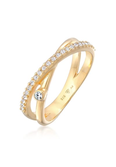 Elli - Ring - Dames wikkel X-vorm fonkelend met kristallen in 925 sterling zilver - Dames