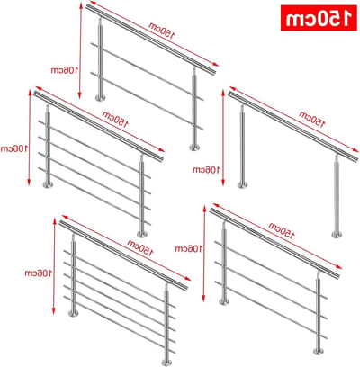 Roestvrijstalen trapleuning - Buiten leuning - Veilig traplopen - Flexibele installatie - 150 cm lengte - Geborsteld metaal