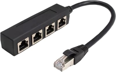 Netwerk Splitter - Kleine Adapter - Internet Delen - Vertragingsvrije Verbinding - 20 cm - Zwart