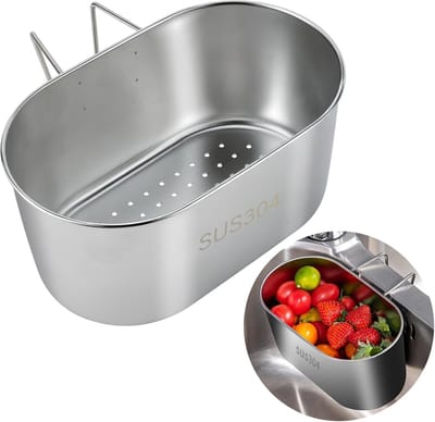 RVS Afvoer Organizer voor de Keuken, Multifunctionele Caddy voor Groenten en Afval, Strainer en Drainer