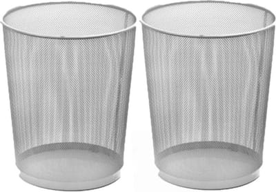 4x stuks metalen prullenmand/prullenbak zilver 29 cm - Kantoor prullenmand voor papier 19 liter rond van metaal