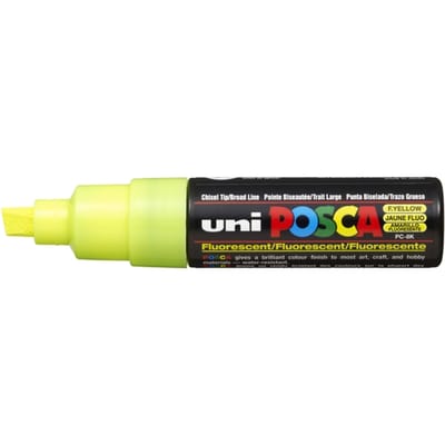 Posca marker met schuine punt schrijfdikte breed fluoriserend geel