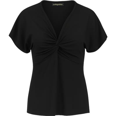 Zwarte jersey top met gedraaide voorkant – Conquista