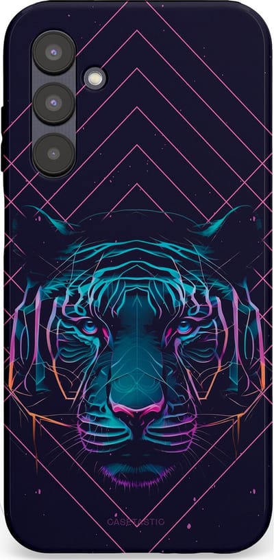 Casetastic hoesje geschikt voor Samsung Galaxy A25 - Dubbellaagse bescherming - Neon Tijger - Fashion Case - Donkerblauw