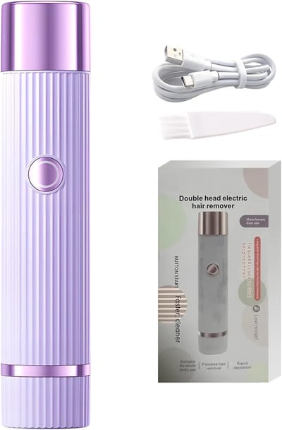 Elektrisch Scheerapparaat - Ontharingsapparaat Bikini - Gladde Huid - Dubbele Scheerkop - 18 cm Reisformaat - Roze Paars